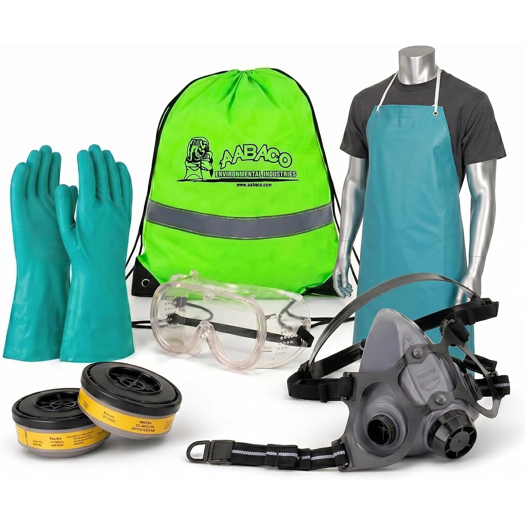 Aabaco Pesticide and Chemical Starter Protection Kit, Full PPE Safety Set with Apron, Respirator, Nitrile Gloves and Safety Goggles